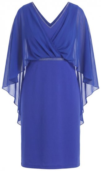Ulla Popken 853675 Chiffonkleid mit 3/4-Ärmeln Blau - Abendkleider - Abendkleider in großen Größen