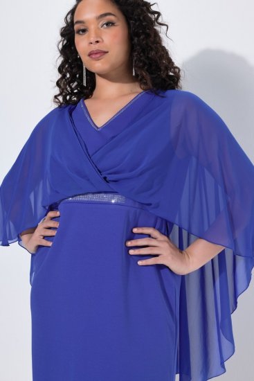 Ulla Popken 853675 Chiffonkleid mit 3/4-Ärmeln Blau - Abendkleider - Abendkleider in großen Größen
