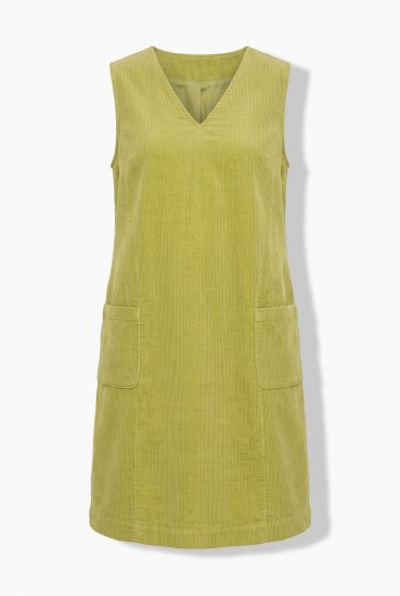 Ulla Popken 853697 Ärmelloses Cordkleid mit Taschen Hellgrün - Sommerkleider - Sommerkleider in großen Größen