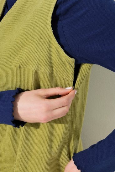 Ulla Popken 853697 Ärmelloses Cordkleid mit Taschen Hellgrün - Sommerkleider - Sommerkleider in großen Größen