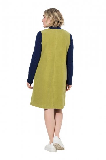 Ulla Popken 853697 Ärmelloses Cordkleid mit Taschen Hellgrün - Sommerkleider - Sommerkleider in großen Größen
