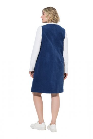 Ulla Popken 853697 Ärmelloses Cordkleid mit V-Ausschnitt Dunkelblau - Sommerkleider - Sommerkleider in großen Größen