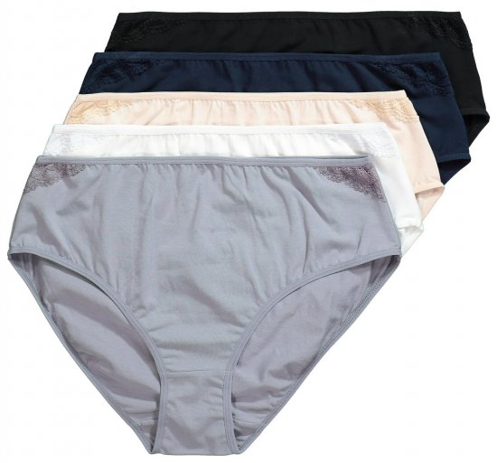 Ulla Popken 853698 Slips mit Spitze 5er-Pack Schwarz - Slips - 