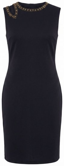 Ulla Popken 853766 Ärmelloses Bodycon-Kleid mit Strasssteinen Schwarz - Sommerkleider - Sommerkleider in großen Größen