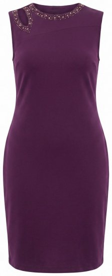 Ulla Popken 853766 Bodycon-Kleid mit Strasssteinen Pflaume - Abendkleider - Abendkleider in großen Größen