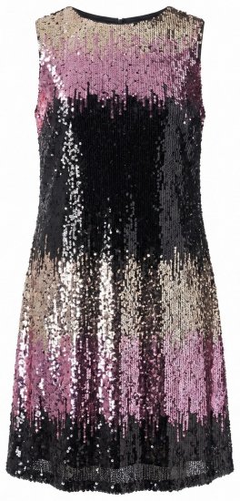 Ulla Popken 853768 Gestreiftes Paillettenkleid Schwarz - Abendkleider - Abendkleider in großen Größen