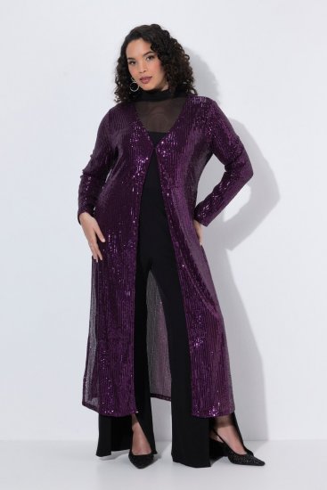 Ulla Popken 853770 Paillettenjacke Pflaume - Jacken - Damenjacken in großen Größen