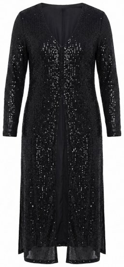 Ulla Popken 853770 Paillettenjacke Schwarz - Jacken - Damenjacken in großen Größen