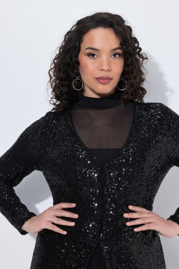 Ulla Popken 853770 Paillettenjacke Schwarz - Jacken - Damenjacken in großen Größen