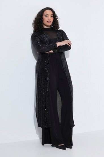 Ulla Popken 853770 Paillettenjacke Schwarz - Jacken - Damenjacken in großen Größen