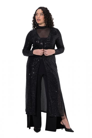 Ulla Popken 853770 Paillettenjacke Schwarz - Jacken - Damenjacken in großen Größen