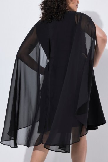 Ulla Popken 853774 Kleid mit Volants Schwarz - Abendkleider - Abendkleider in großen Größen