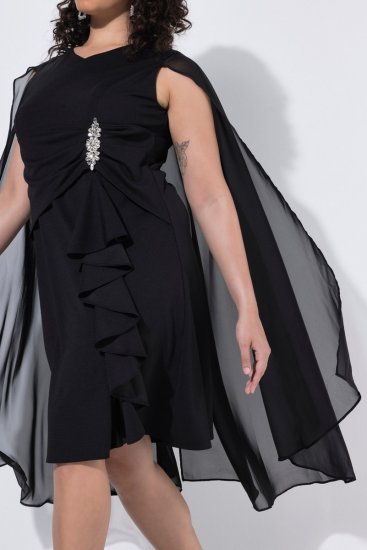 Ulla Popken 853774 Kleid mit Volants Schwarz - Abendkleider - Abendkleider in großen Größen