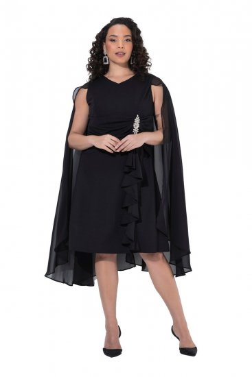 Ulla Popken 853774 Kleid mit Volants Schwarz - Abendkleider - Abendkleider in großen Größen