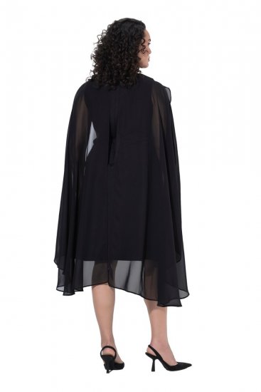 Ulla Popken 853774 Kleid mit Volants Schwarz - Abendkleider - Abendkleider in großen Größen