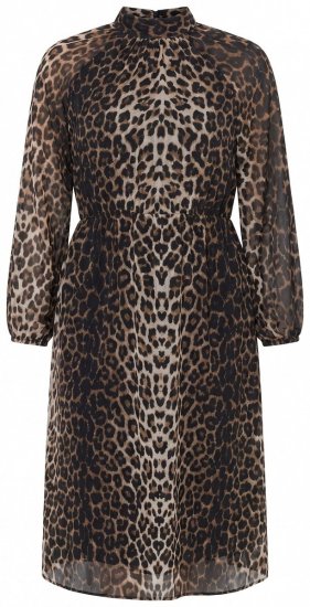 Ulla Popken 853788 Chiffonkleid mit Animal-Print Hellbraun - Maxikleider - Maxikleider in großen Größen