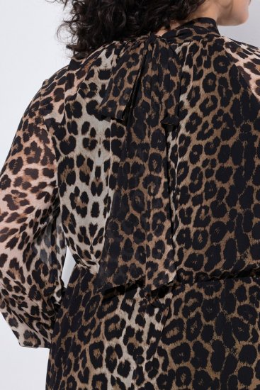 Ulla Popken 853788 Chiffonkleid mit Animal-Print Hellbraun - Maxikleider - Maxikleider in großen Größen