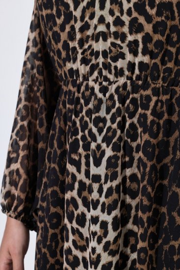 Ulla Popken 853788 Chiffonkleid mit Animal-Print Hellbraun - Maxikleider - Maxikleider in großen Größen