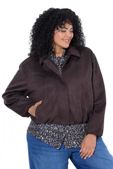 Ulla Popken 853792 Jacke in Wildlederoptik Braun - Jacken - Damenjacken in großen Größen