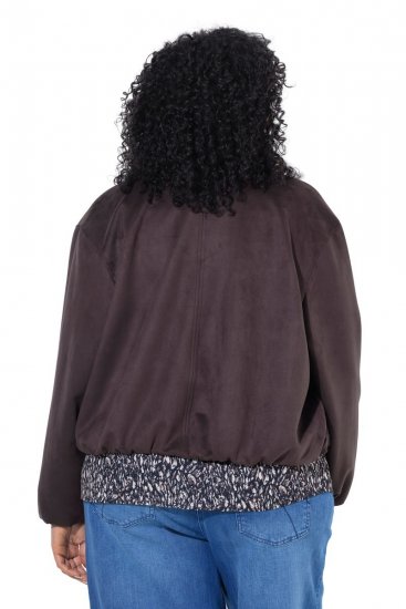 Ulla Popken 853792 Jacke in Wildlederoptik Braun - Jacken - Damenjacken in großen Größen