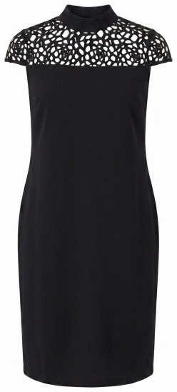 Ulla Popken 853808 Kurzärmliges Kleid mit Rollkragen Schwarz - Kleider - Kleider für alle Größen