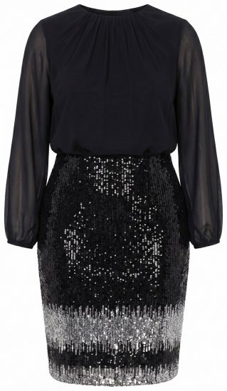 Ulla Popken 853810 Paillettenkleid Schwarz - Abendkleider - Abendkleider in großen Größen