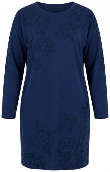 Ulla Popken 853877 Geblümtes Sweatkleid Dunkelblau - Kleider - Kleider für alle Größen