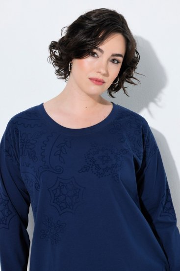 Ulla Popken 853877 Geblümtes Sweatkleid Dunkelblau - Kleider - Kleider für alle Größen