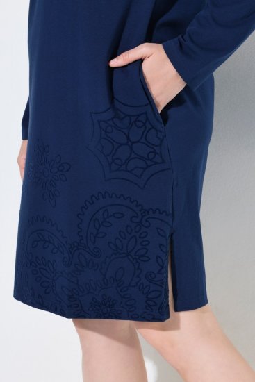 Ulla Popken 853877 Geblümtes Sweatkleid Dunkelblau - Kleider - Kleider für alle Größen