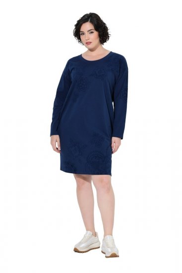Ulla Popken 853877 Geblümtes Sweatkleid Dunkelblau - Kleider - Kleider für alle Größen