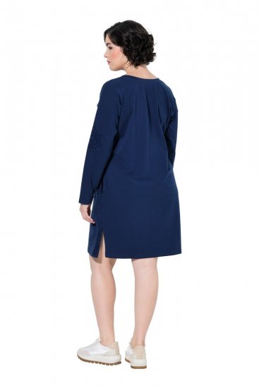 Ulla Popken 853877 Geblümtes Sweatkleid Dunkelblau - Kleider - Kleider für alle Größen