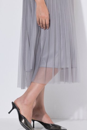 Ulla Popken 853879 Midikleid in A-Linie Grau - Midikleider - Midikleider für Damen in großen Größen