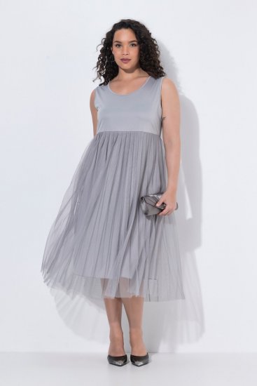 Ulla Popken 853879 Midikleid in A-Linie Grau - Midikleider - Midikleider für Damen in großen Größen