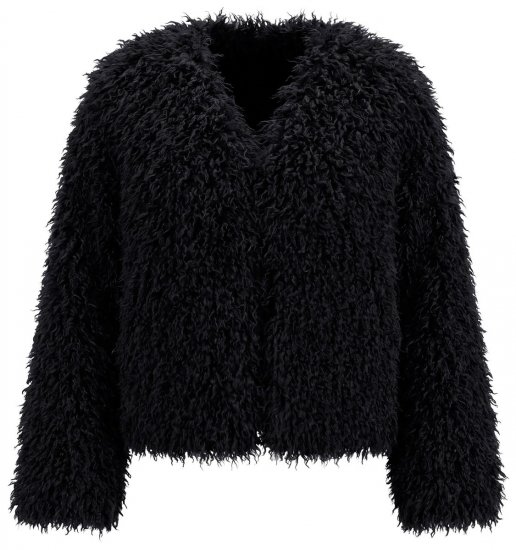 Ulla Popken 853894 Kurze Kunstpelzjacke Schwarz - Jacken - Damenjacken in großen Größen
