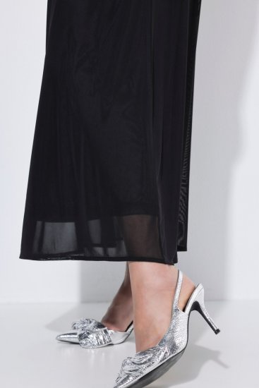 Ulla Popken 854031 Kurzärmliges Chiffonkleid Schwarz - Abendkleider - Abendkleider in großen Größen