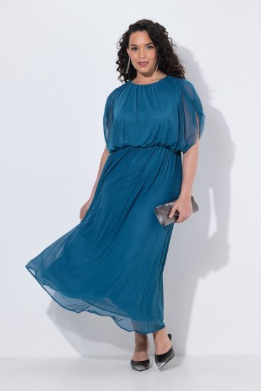 Ulla Popken 854031 Ärmelloses Maxikleid Petrol - Maxikleider - Maxikleider in großen Größen