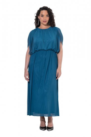 Ulla Popken 854031 Ärmelloses Maxikleid Petrol - Maxikleider - Maxikleider in großen Größen