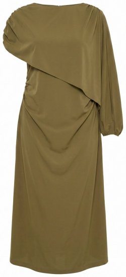 Ulla Popken 854048 Langärmliges Maxikleid Oliv - Maxikleider - Maxikleider in großen Größen