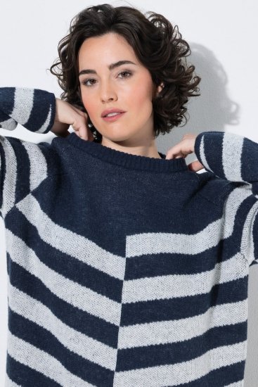 Ulla Popken 854095 Langärmliges Strickkleid Dunkelblau - Kleider - Kleider für alle Größen