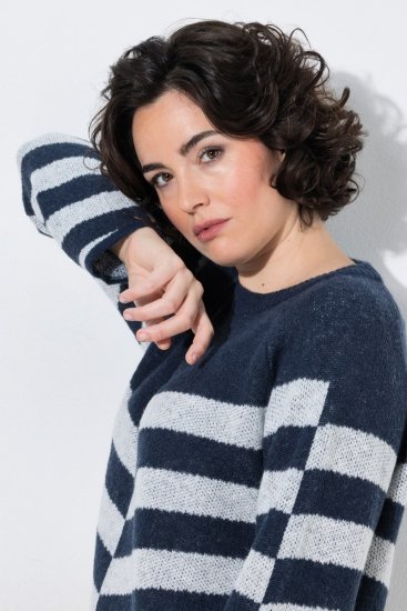 Ulla Popken 854095 Langärmliges Strickkleid Dunkelblau - Kleider - Kleider für alle Größen
