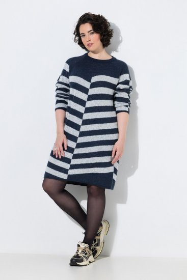 Ulla Popken 854095 Langärmliges Strickkleid Dunkelblau - Kleider - Kleider für alle Größen