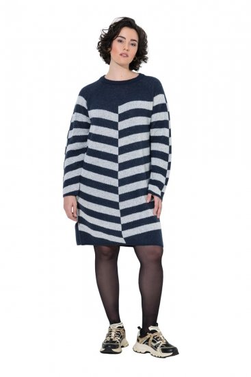 Ulla Popken 854095 Langärmliges Strickkleid Dunkelblau - Kleider - Kleider für alle Größen