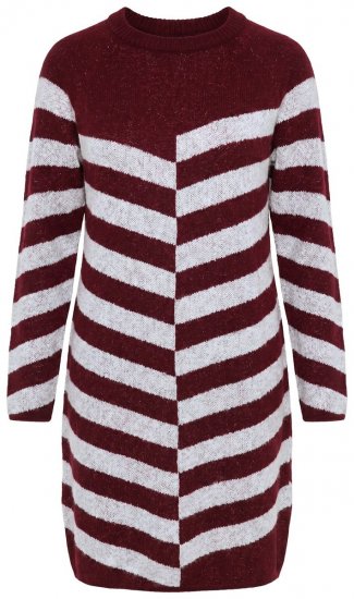 Ulla Popken 854095 Gestreiftes Strickkleid Weinrot - Kleider - Kleider für alle Größen
