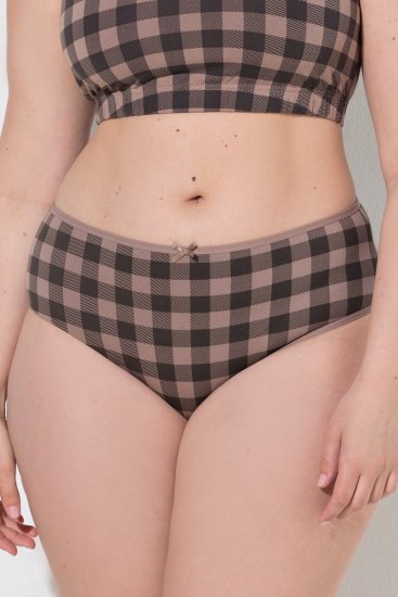Ulla Popken 854114 Karierte Slips 5er-Pack Taupe - Slips - 