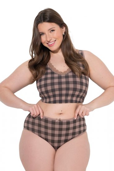 Ulla Popken 854114 Karierte Slips 5er-Pack Taupe - Slips - 