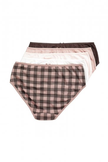 Ulla Popken 854114 Karierte Slips 5er-Pack Taupe - Slips - 