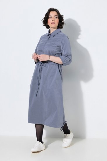 Ulla Popken 854413 Midikleid mit Tunnelzug Grau - Midikleider - Midikleider für Damen in großen Größen