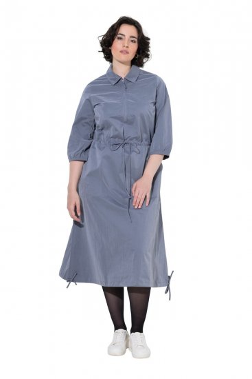 Ulla Popken 854413 Midikleid mit Tunnelzug Grau - Midikleider - Midikleider für Damen in großen Größen