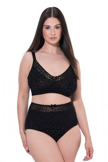 Ulla Popken 854551 Pantys mit Animal-Print Schwarz - Slips - 