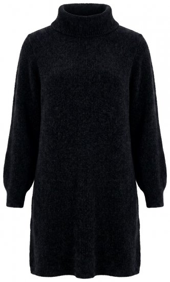 Ulla Popken 854602 Langärmliges Strickkleid mit Rollkragen Schwarz - Kleider - Kleider für alle Größen